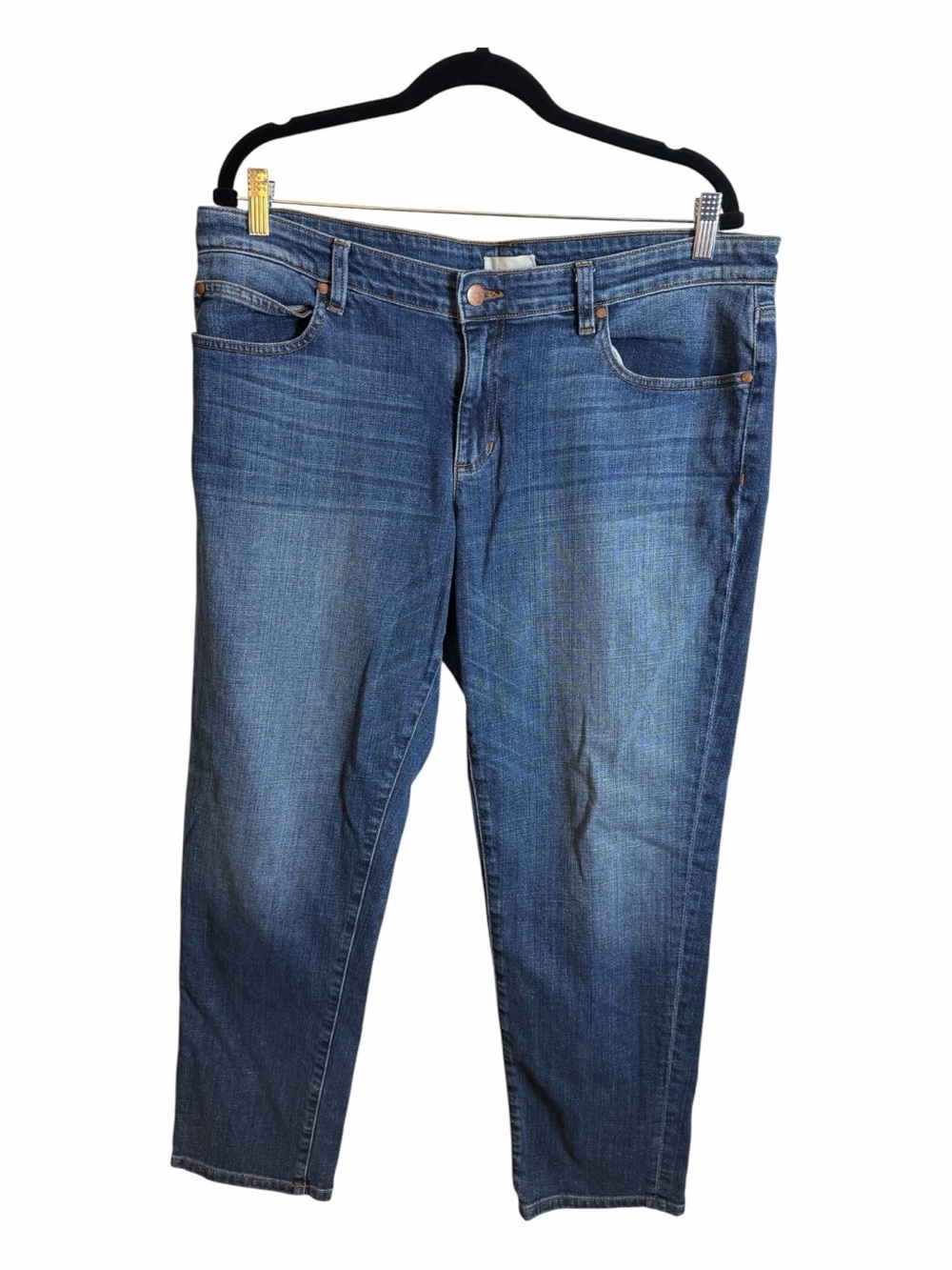 Eileen Fisher Women's Blue Denim Jeans Organic Cotton High Rise Straight Size 14